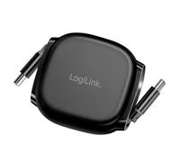 LogiLink Cavo di collegamento USB 2.0 tipo C maschio a maschio, spento e retrattile, pratico e maneggevole da portare con sé, 480 Mbit/s, 60 W, nero, 1 m