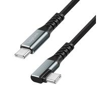 LogiLink Cavo di collegamento USB 3.2 Gen2 di tipo C, spina USB-C 90° a spina USN-C, trasferimento dati 10 Gbps, 100 W (PD3) e chip E-mark, risoluzione video 4K/60 Hz, rivestimento in nylon, lunghezza