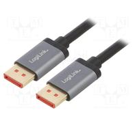 LogiLink Cavo DisplayPort CDA0105 – 8K/60 Hz, alluminio, 2 m, Nero/Grigio