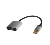 LogiLink CDA0108 - Cavo adattatore DisplayPort HDMI 4K/60 Hz, in alluminio, nero/grigio, 0,15 m
