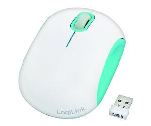 LogiLink Cooper - Mini mouse ottico wireless (2,4 GHz) 1000 dpi, ideale per notebook, con modalità di risparmio energetico a 3 livelli, bianco/blu