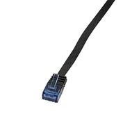 LogiLink CP0134B - Cavo Patch Piatto CAT5e UTP, AWG 30, Colore: Blu Colour RJ45 Short Plug, Nero, 1 m