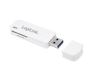 LogiLink cr0034 a Lettore di schede USB 3.0, Formato Mini con Coperchio di Protezione Bianco
