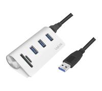 LogiLink CR0045 3+2 porte Hub USB 3.0 Contenitore in alluminio, Con lettore di