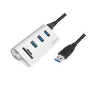 LogiLink CR0045 hub di interfaccia USB 3.2 Gen 1 [3.1 Gen 1] Type-A 5000 Mbit/s Argento (LogiLink USB 3.0 3-port hub with card NEW