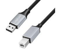 Logilink CU0108 - Cavo USB, USB-A a USB-B, 480 Mbit/s, nylon, metallo, nero/argento, 3 m