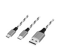 Logilink CU0202 - Cavo di collegamento UUSB 2.0, da USB-A a microUSB + USB-C, colore: Bianco/Nero, Lunghezza cavo: 1,20 m