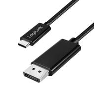 Logilink CUA0121 - Cavo di collegamento USB 3.2 Gen2 di tipo C a Displayport, bidirezionale, 8K/60Hz, nylon, metallo, nero, 3 m
