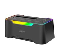 LogiLink Docking Station USB-C (3.2 Gen1) per HDD/SSD SATA da 2.5" e 3.5", con luce RGB, compatibile con Thunderbolt, Windows, Mac OS, Linux