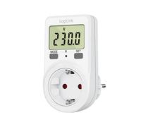 LogiLink EM0002B Misuratore Ampio LCD, Display: Potenza in Watt, Tensione di Rete, consumo, Costi energetici e avviso di sovraccarico, Bianco