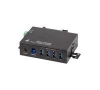 LogiLink Hub a 4 porte (USB 3.0) con alimentatore, design industriale, 5 Gbps, 10 W, con sovracorrente, sovratensione e protezione da cortocircuito