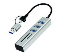 Logilink Hub USB 3.2 3 porte USB-A, 2 SD/microSD Alluminio Silver