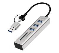 Logilink Hub USB 3.2 3 porte USB-A, 2 SD/microSD Alluminio Silver