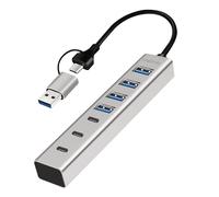 Logilink 076271 Hub USB 3.2 4 Porte USB-A e 3 Porte USB-C™ Alluminio Silver Silver