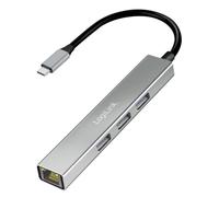 LogiLink Hub USB 3.2 Gen1 con 3 x USB-A, 1 x adattatore Ethernet RJ45, compatibile con Thunderbolt, trasferimento dati fino a 5 Gbps, Windows/MacOS/iOS/Android/Linux/Chrome OS