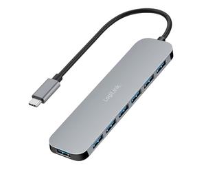 LogiLink Hub USB-C ultra sottile con 7 porte, 5 Gbps, con caricatore PD da 20 W (PowerDelivery), sovracorrente, sovratensione, sovraccarico e cortocircuito, per Windows/Mac OS/iPad OS/Chrome OS