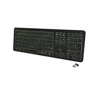 Logilink ID0209 - Tastiera wireless con retroilluminazione arcobaleno e 111 tasti, 17 tasti di scelta rapida, modalità di risparmio energetico automatico, nero