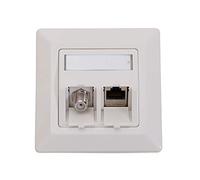 Logilink Keystone - Set di presa elettrica con 1 modulo presa F + 1 modulo presa RJ45