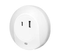 LogiLink LED020 - Luce notturna a LED con sensore crepuscolare e porta di ricarica USB, 1x USB-C (PowerDelivery) e 1x USB-A (Quickcharge)
