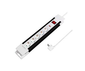 LogiLink LPS211 - Ciabatta elettrica a 5 prese, con presa di sicurezza integrata (maggiore protezione da contatto), 3 m, bianco/nero