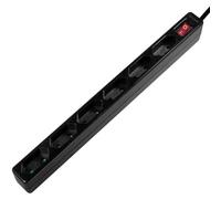 LogiLink LPS232B - Ciabatta elettrica a 6 prese (presa europea), CEE 7/16, con interruttore on/off, con sicurezza per bambini, colore: Nero