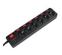LOGILINK LPS233 - Presa multipla, 6 prese, 1,5 m, con interruttore, colore nero