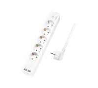 LOGILINK LPS249U - Presa multipla, 5 ingressi, 1,5 m, 2 USB, con interruttore
