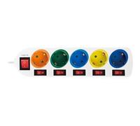 LOGILINK LPS258 - Presa multipla a 5 ingressi con 6 interruttori, multicolore