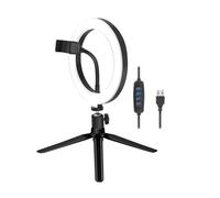 LogiLink Luce ad anello per smartphone (Ø 20 cm) con treppiede e controller, per smartphone da 4 a 7"