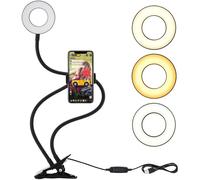 Logilink Luce LED Anello Portatile Regolazione Luminosità e Stand Smartph