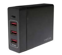 LogiLink PA0122 Caricatore USB 60 W 3x USB-A, 1x USB-C ® Nero Ambiente interno