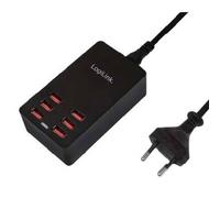 LogiLink PA0139 Caricatore USB 32 W 6x USB-A Nero Ambiente interno Auto rileva