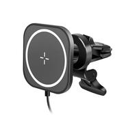 LogiLink PA0329 - Supporto magnetico per smartphone da auto con ricarica wireless ad alta velocità, con protezione da sovratensione