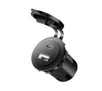 LogiLink PA0330 - Adattatore da incasso per auto/camion con 1 USB A e 1 USB-C, 60 W, PD (Power Delivery) e QC 3.0 (Quick Charge)