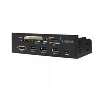 Logilink Pannello Frontale 5,25'' Multifunzione con Lettore di Memorie 6 vie