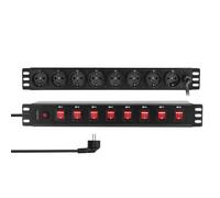 LogiLink PDU8D01-19" Ciabatta a 8 prese, ogni presa commutabile singolarmente, con protezione da sovraccarico
