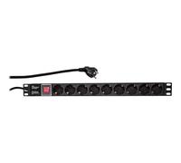 LogiLink PDU9C02 Verticale Alluminio Nero 9 presa(e) AC 2 m 250 V 19" PDU 9-way
