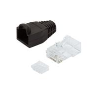 Logilink Plug Cat.6 RJ45 e Copriconnettore per Cavo Non Schermato, 100pz Nero