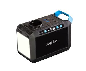LogiLink PPS0080 - Power Station portatile per la ricarica di smartphone, tablet e altri dispositivi, 80 W, 24000 mAh, connettori 7X, IP20, nero/blu