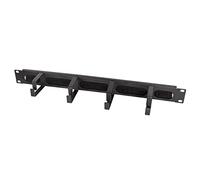 LogiLink Professional OR106B - Pannello passacavi da 19" con 4 staffe in acciaio e listello, colore: Nero