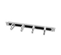 LogiLink Professional OR106G - Pannello passacavi da 19" con 4 staffe in acciaio e spazzolatura, grigio chiaro