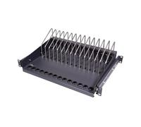 LogiLink SF100B - Ripiano allungabile 19" per notebook, tablet e smartphone, max. 14 dispositivi, colore: Nero