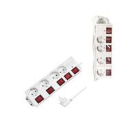 LogiLink LPS252 - Ciabatta elettrica a 4 prese (CEE 7/3), con 5 interruttori on/off, con protezione da sovratensione, con interruttore di sicurezza integrato (protezione da contatto), colore: Bianco