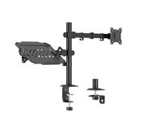 LogiLink Supporto da tavolo per monitor e notebook, per 1 schermo da 17 - 32", massimo 10 kg, 12 - 17", 9 kg, VESA 75 x 75/100 x 100, in acciaio, inclinabile, girevole, girevole, colore: nero