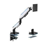 LogiLink Supporto per monitor da 17 a 49" con molla a gas, morsetto da tavolo o foro da tavolo, portata fino a 20 kg, progettato per giocatori con effetto di illuminazione integrato