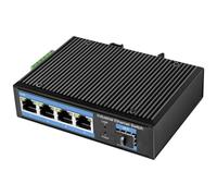 LogiLink Switch industriale Gigabit Ethernet, 4 porte 1000 Mbit/s + SFP a 1 porta (per backbone in fibra ottica)