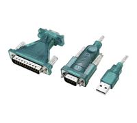 Logilink UA0042B - Cavo adattatore USB 2.0 (tipo A) a seriale (RS232) con adattatore (DB9 a DB25) per Win 11, lunghezza 1,3 m