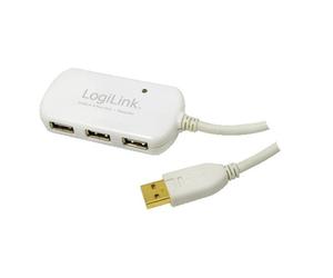 LogiLink UA0108 Hub USB 4 porte USB 2.0 12m Alimentatore Bianco