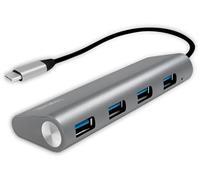 LogiLink UA0309 hub USB 3.1 per PC/laptop, 4 porte Alloggiamento in alluminio Argento