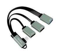 LogiLink UA0361 - USB-C™ (USB 3.1 Gen1 fino a 5 Gbps) Hub con connettore angolare a 90° su 2 porte USB 2.0 (tipo A femmina) + 1 USB 3.0 (tipo A femmina)